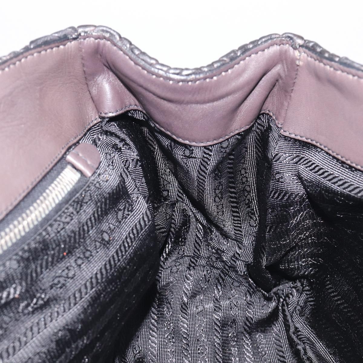 PRADA Hand Bag Leather Black Silver BN1235 Auth am12716A