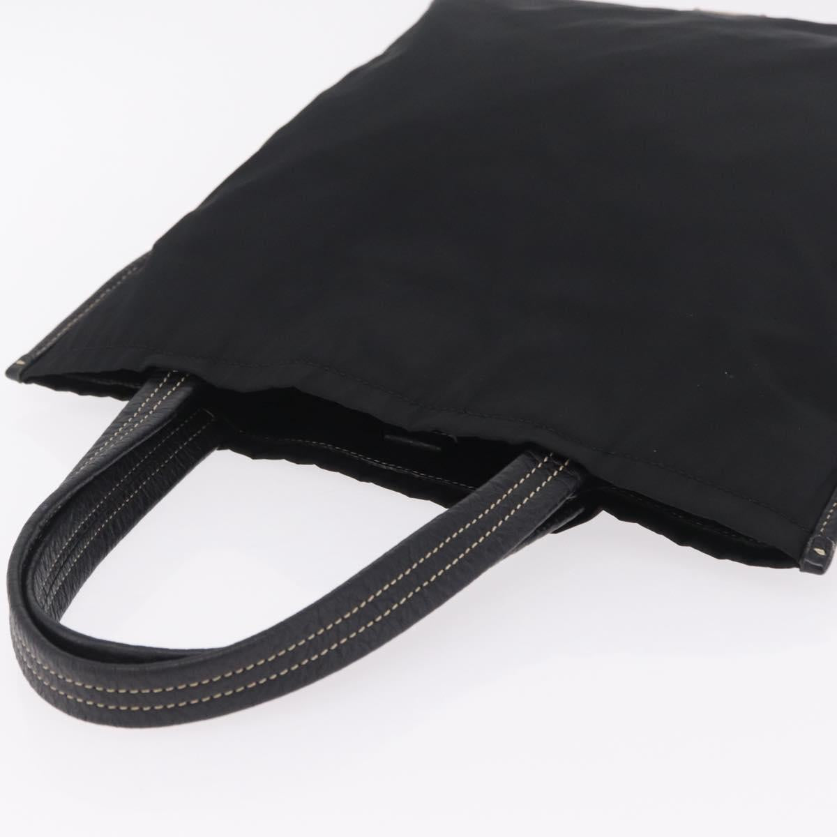 PRADA Tote Bag Nylon Leather Black Silver Auth am12735A