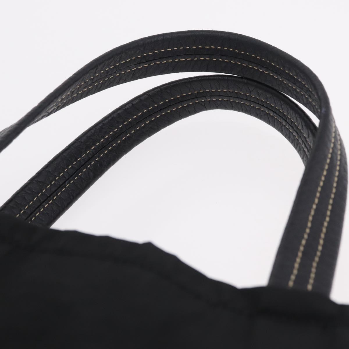 PRADA Tote Bag Nylon Leather Black Silver Auth am12735A