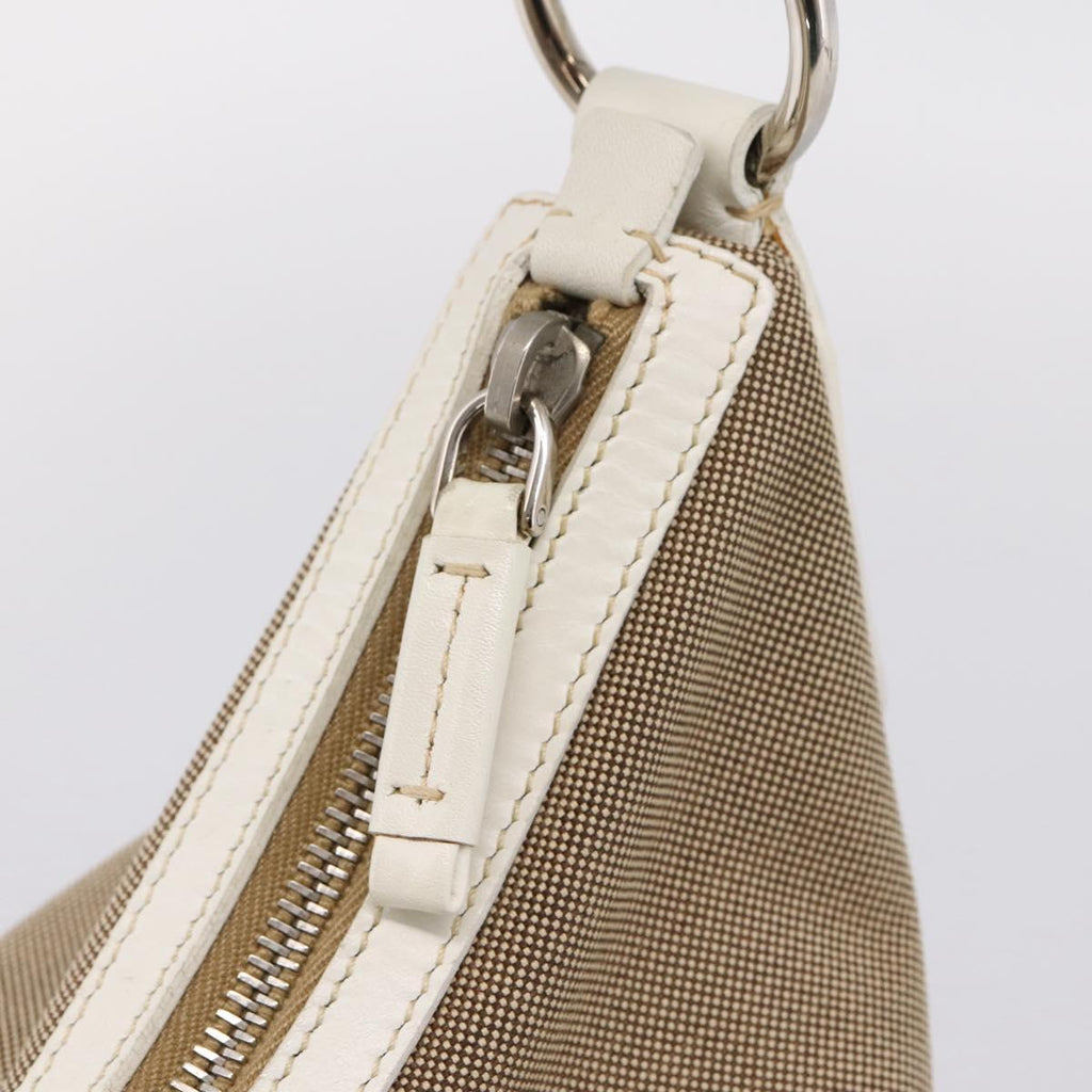 PRADA Jacquard Hand Bag Canvas Beige Silver BR3423 Auth am12817V
