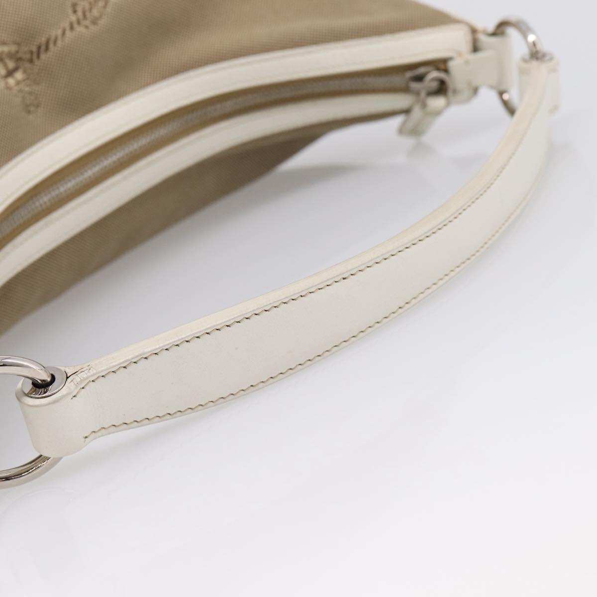 PRADA Jacquard Hand Bag Canvas Beige Silver BR3423 Auth am12817V
