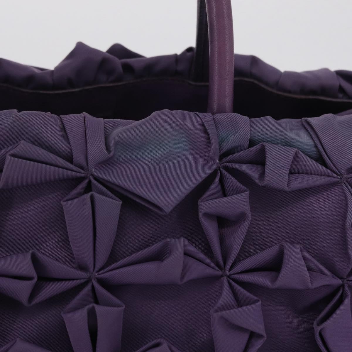 PRADA Hand Bag Nylon Purple Gold Tone Auth am12845A