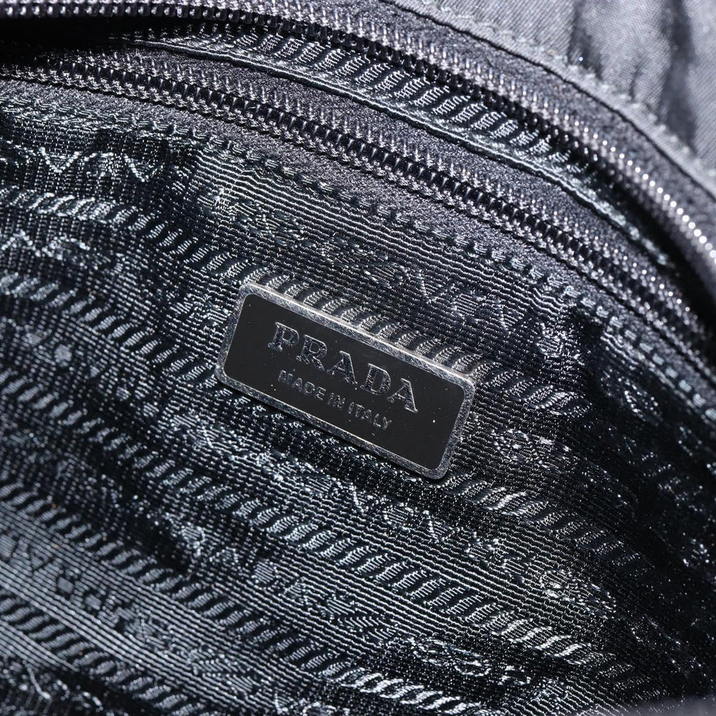 PRADA Shoulder Bag Nylon Black Gold Auth am9670