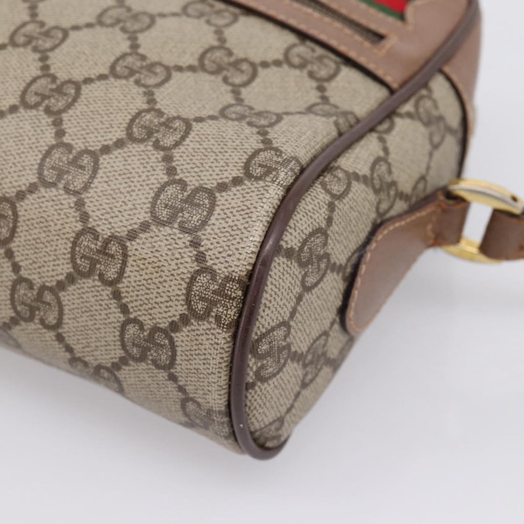 GUCCI GG Supreme Web Sherry Line Bag PVC Beige Gold 001 44 6655 Auth ar14362