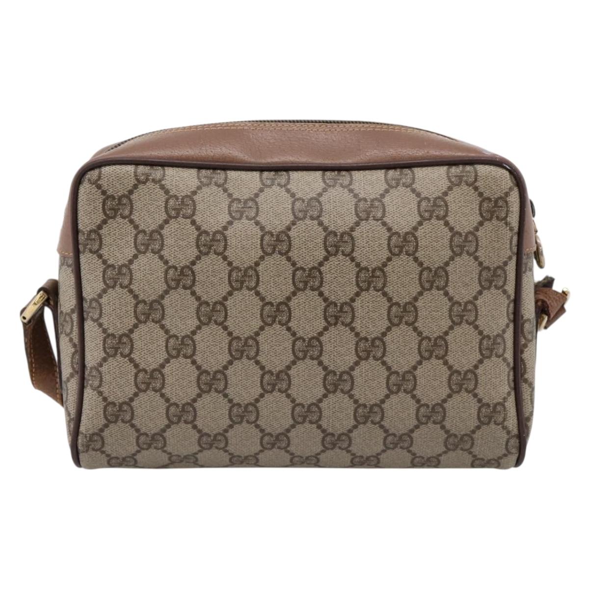 GUCCI GG Supreme Web Sherry Line Bag PVC Beige Gold 001 44 6655 Auth ar14362