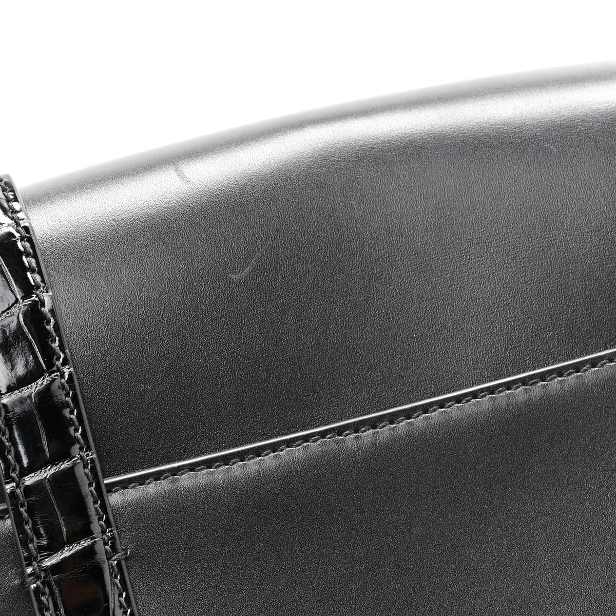 Calfskin Crocodile GG Double Buckle Medium Messenger Bag Black