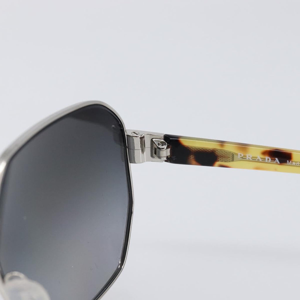 PRADA Sunglasses Metal Brown Silver Auth BA15585