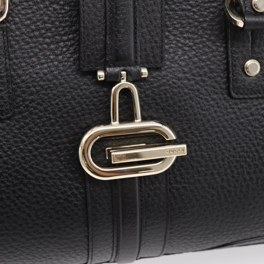 GUCCI Hand Bag Leather Black Gold 131325 Auth BA15848V