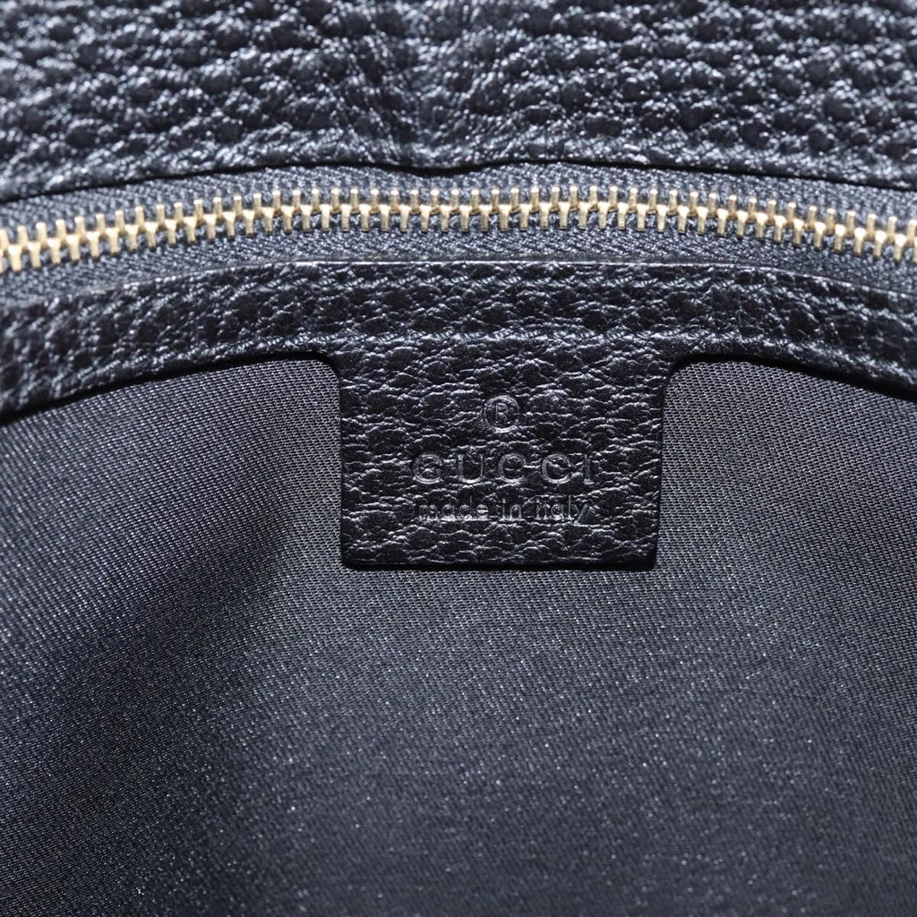 GUCCI Hand Bag Leather Black Gold 131325 Auth BA15848V
