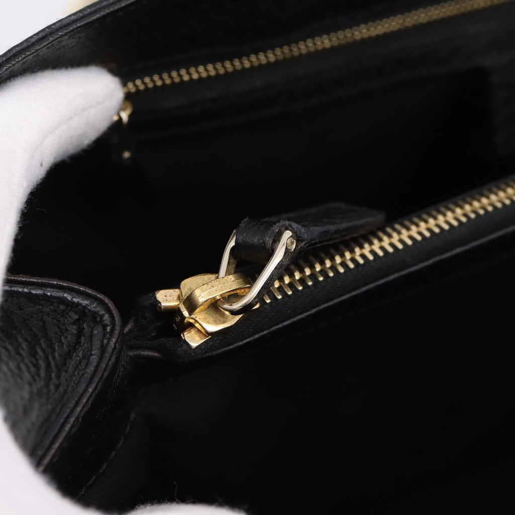 GUCCI Hand Bag Leather Black Gold 131325 Auth BA15848V