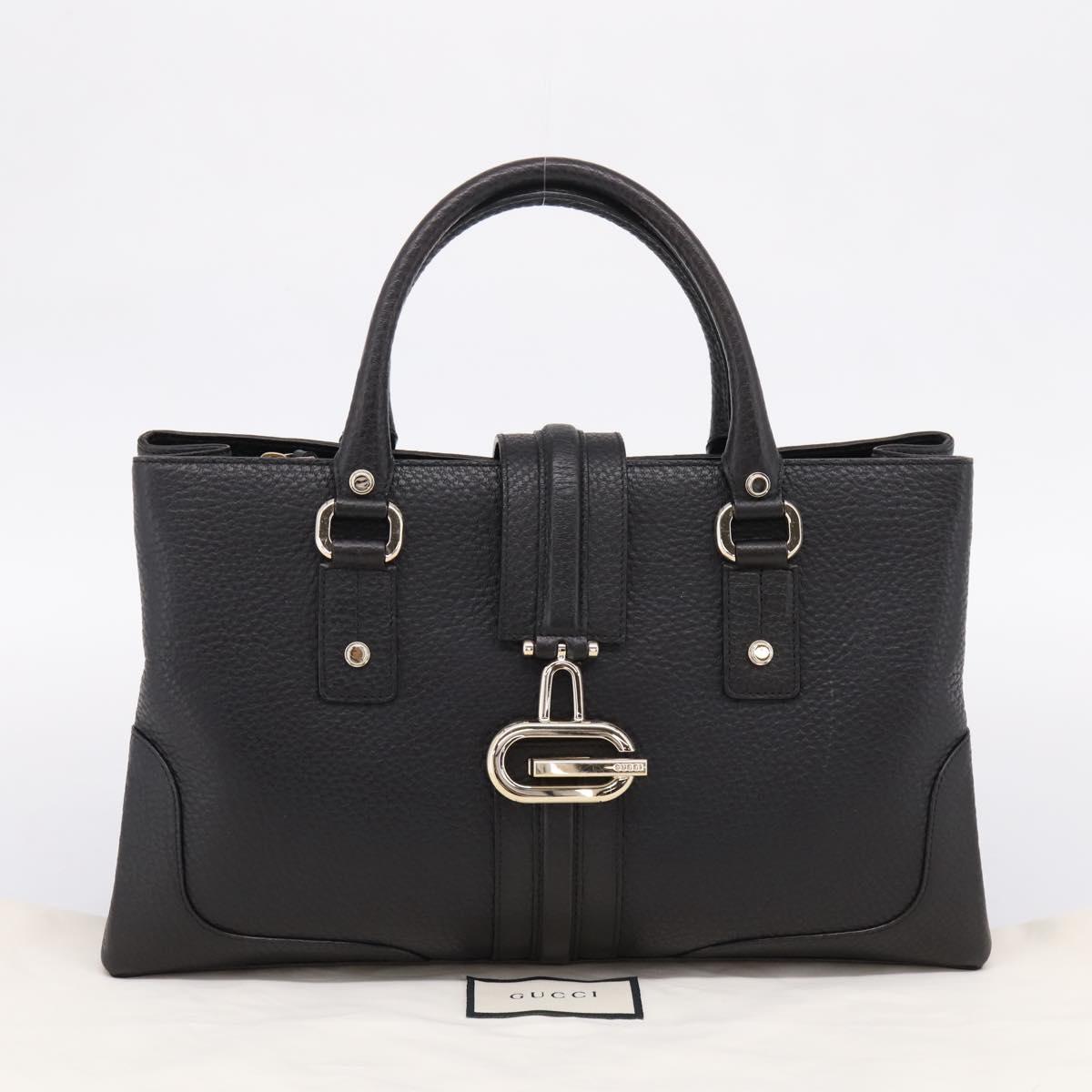 GUCCI Hand Bag Leather Black Gold 131325 Auth BA15848V