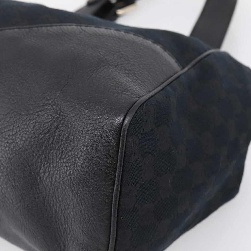 GUCCI GG Canvas Tote Bag Black Gold 223972 Auth BA15960V