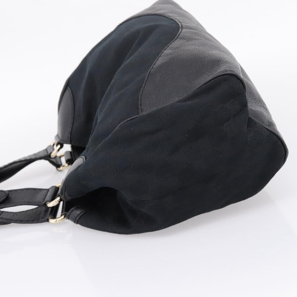 GUCCI GG Canvas Tote Bag Black Gold 223972 Auth BA15960V