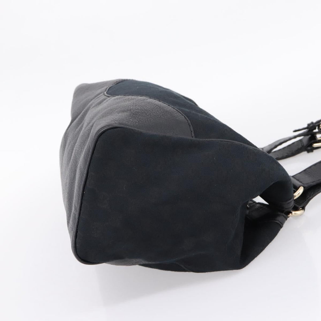 GUCCI GG Canvas Tote Bag Black Gold 223972 Auth BA15960V