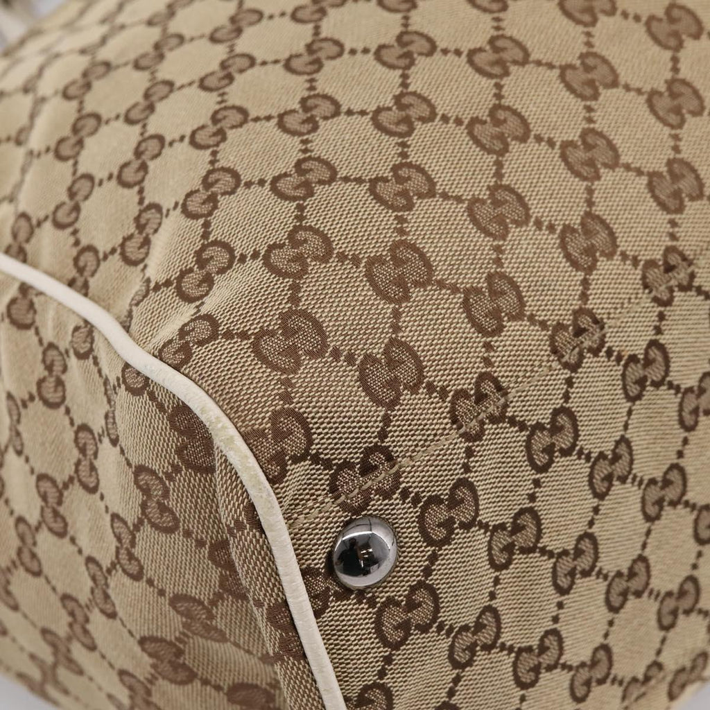 GUCCI GG Canvas Tote Bag Beige Silver 153213 Auth BA16315