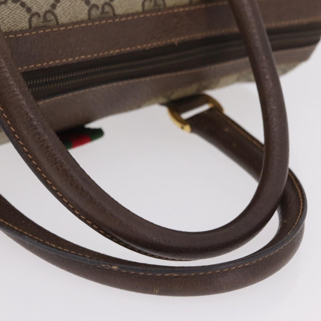 GUCCI GG Supreme Web Sherry Line Hand Bag PVC Beige Gold 40 02 007 Auth BA16404