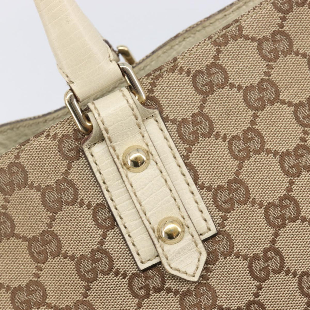GUCCI GG Canvas Horsebit Sherry Line Tote Bag Beige Gold 137385 Auth BA16410