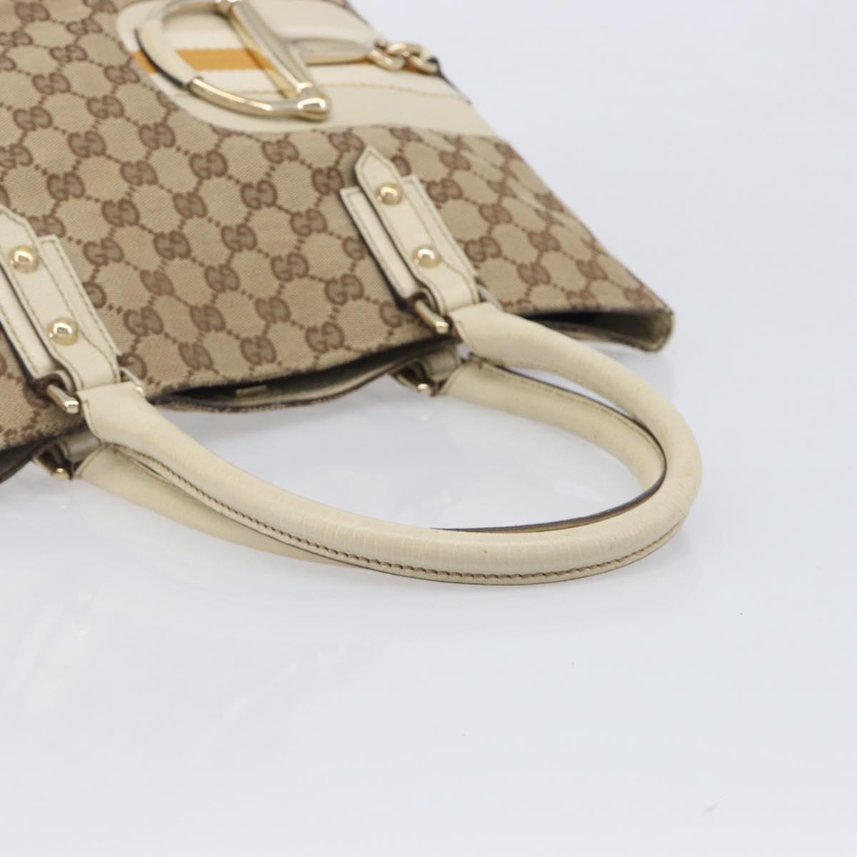 GUCCI GG Canvas Horsebit Sherry Line Tote Bag Beige Gold 137385 Auth BA16410