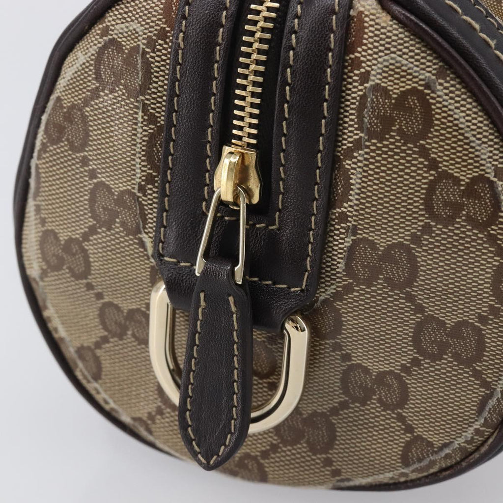 GUCCI GG Crystal Hand Bag Coated Canvas Beige Gold Tone 181485 Auth BA16517