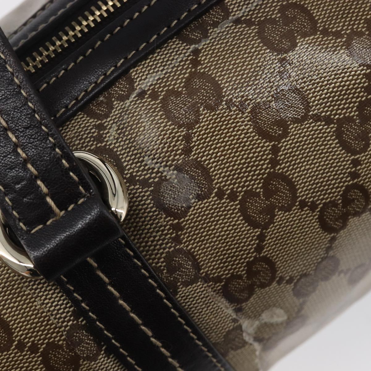 GUCCI GG Crystal Hand Bag Coated Canvas Beige Gold Tone 181485 Auth BA16517