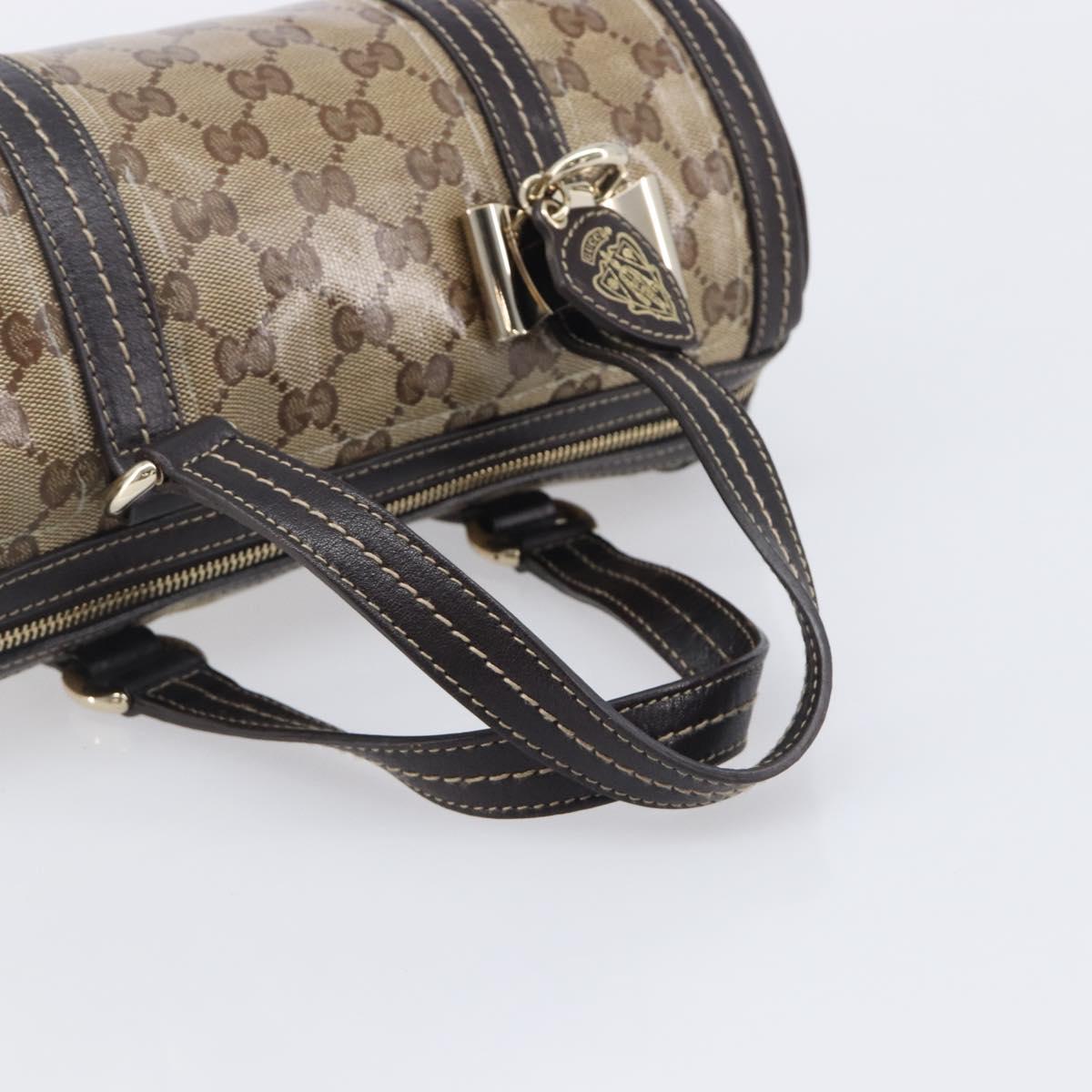 GUCCI GG Crystal Hand Bag Coated Canvas Beige Gold Tone 181485 Auth BA16517