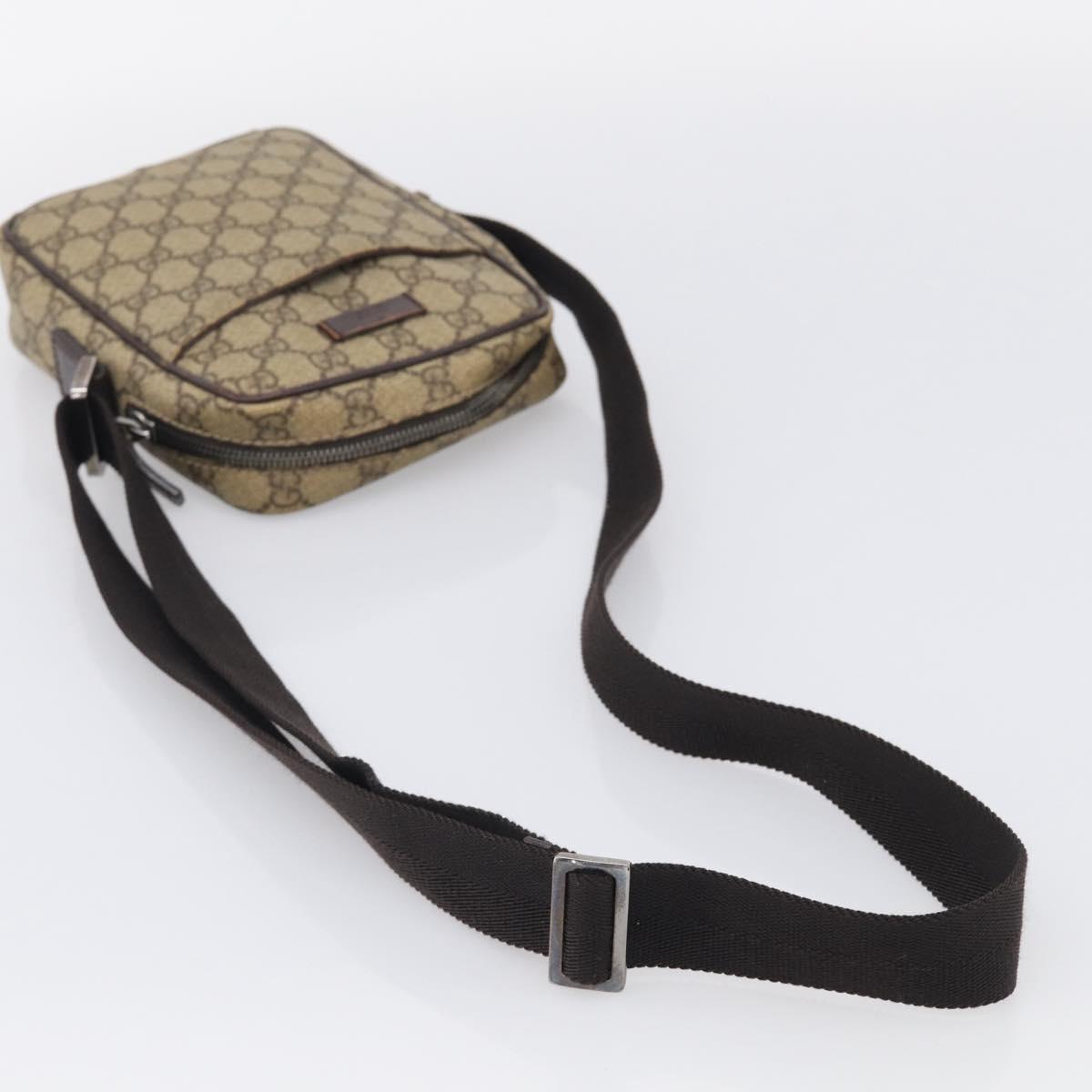 GUCCI GG Supreme Shoulder Bag PVC Beige Silver 122754 Auth BA16678