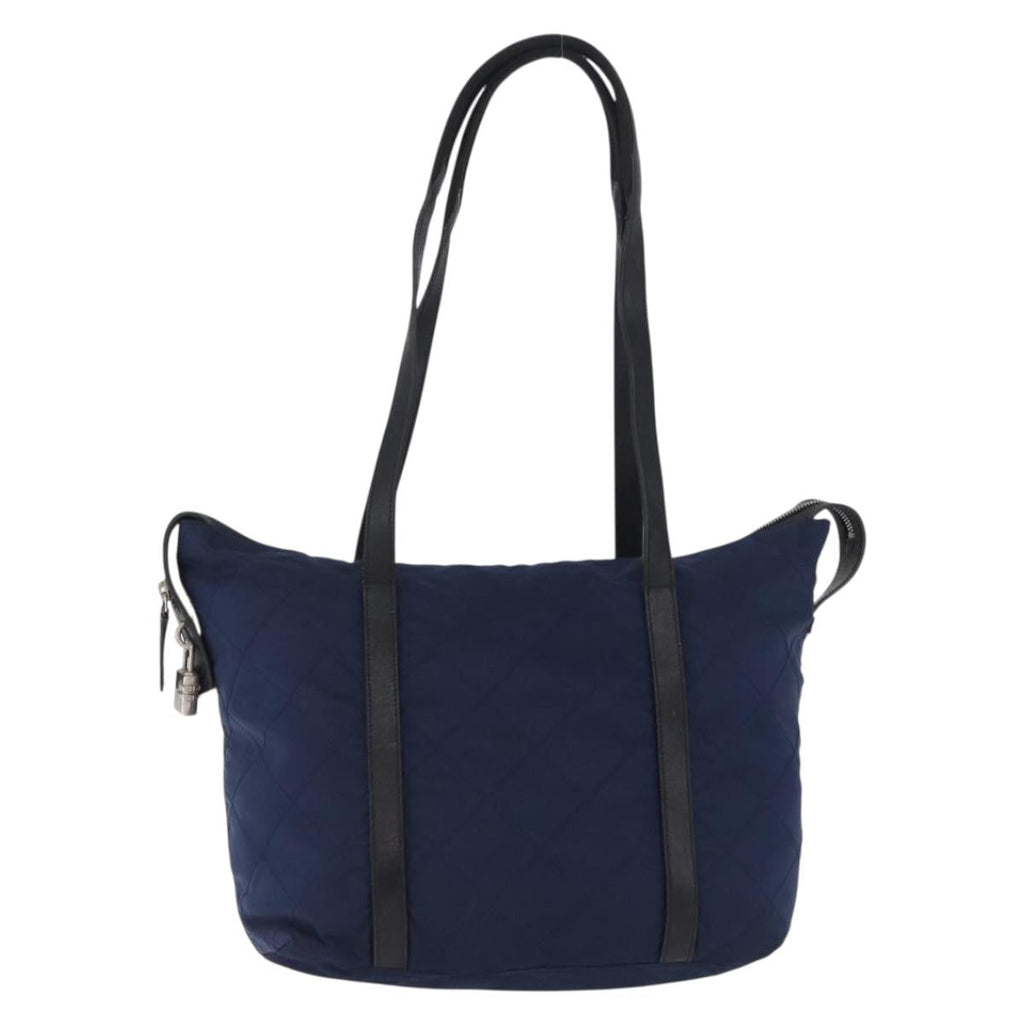 PRADA Tote Bag Nylon Navy Silver Auth bs34796
