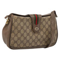 GUCCI GG Supreme Web Sherry Line Bag PVC Beige Gold 116 02 076 Auth bs37680
