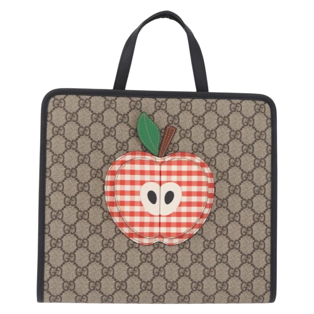 GUCCI GG Supreme Childrens Apple Hand Bag PVC Beige 648797 Auth bs37851