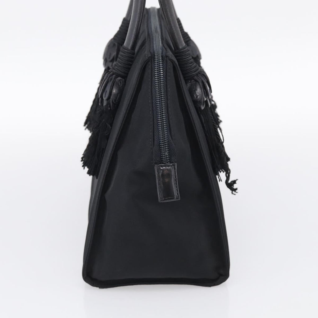 PRADA Hand Bag Nylon Black Silver Auth bs37868