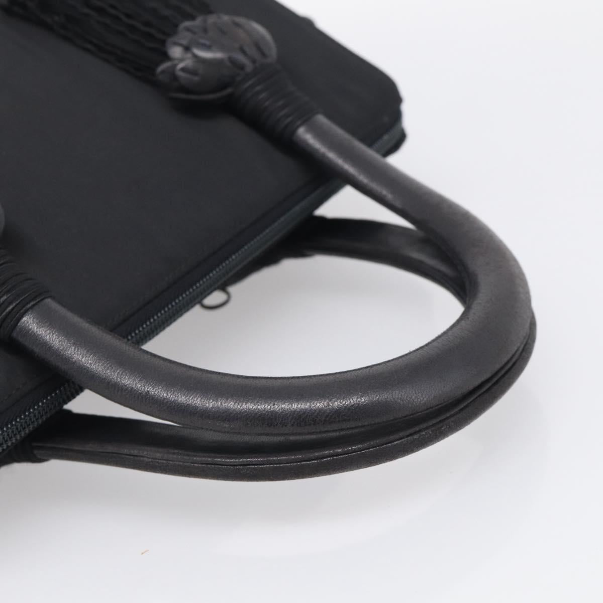 PRADA Hand Bag Nylon Black Silver Auth bs37868