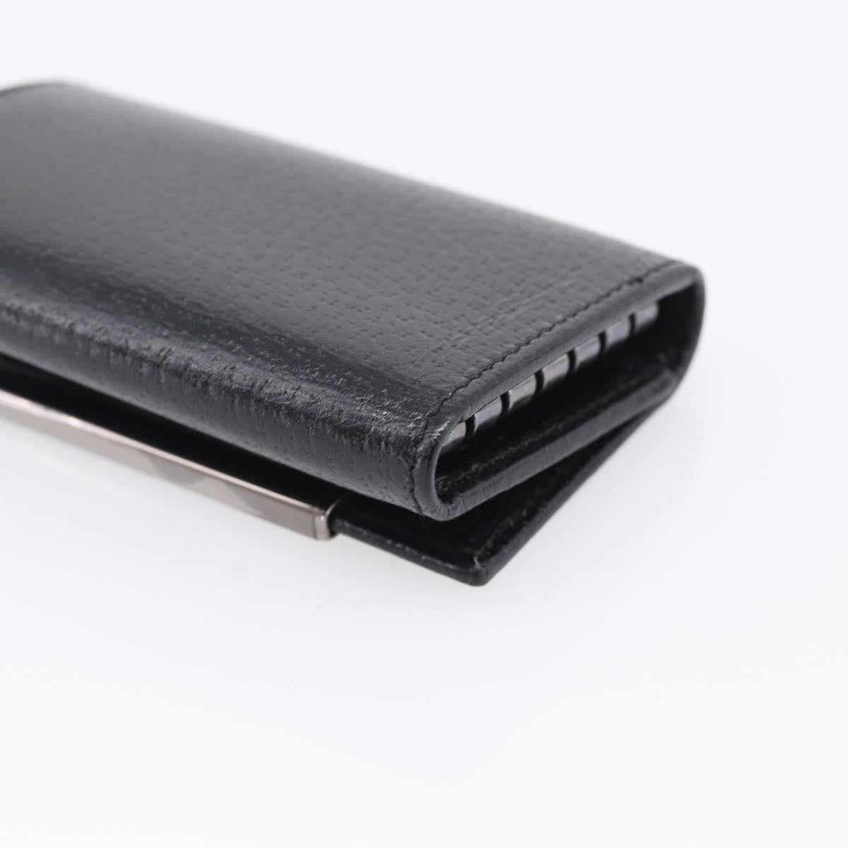GUCCI Key Case Leather Black Silver 033 0959 Auth bs37882