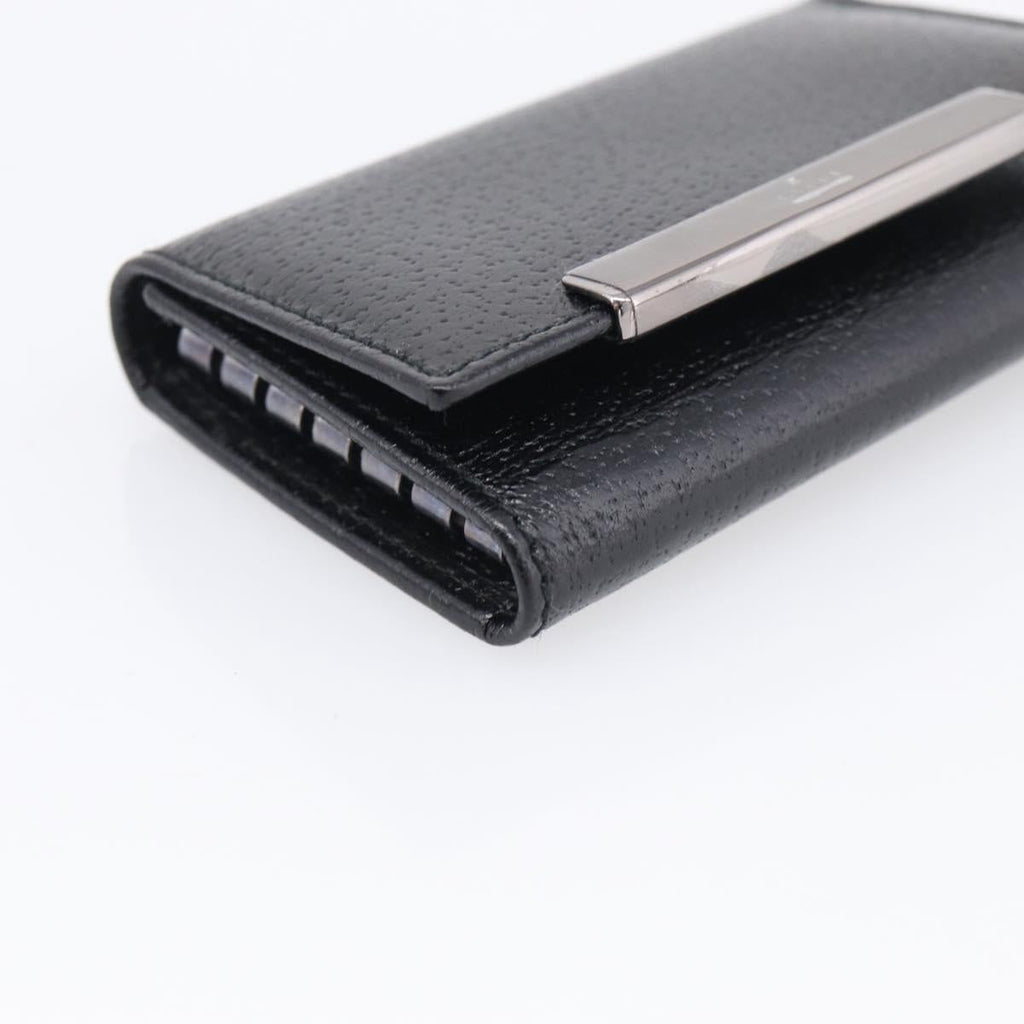 GUCCI Key Case Leather Black Silver 033 0959 Auth bs37882