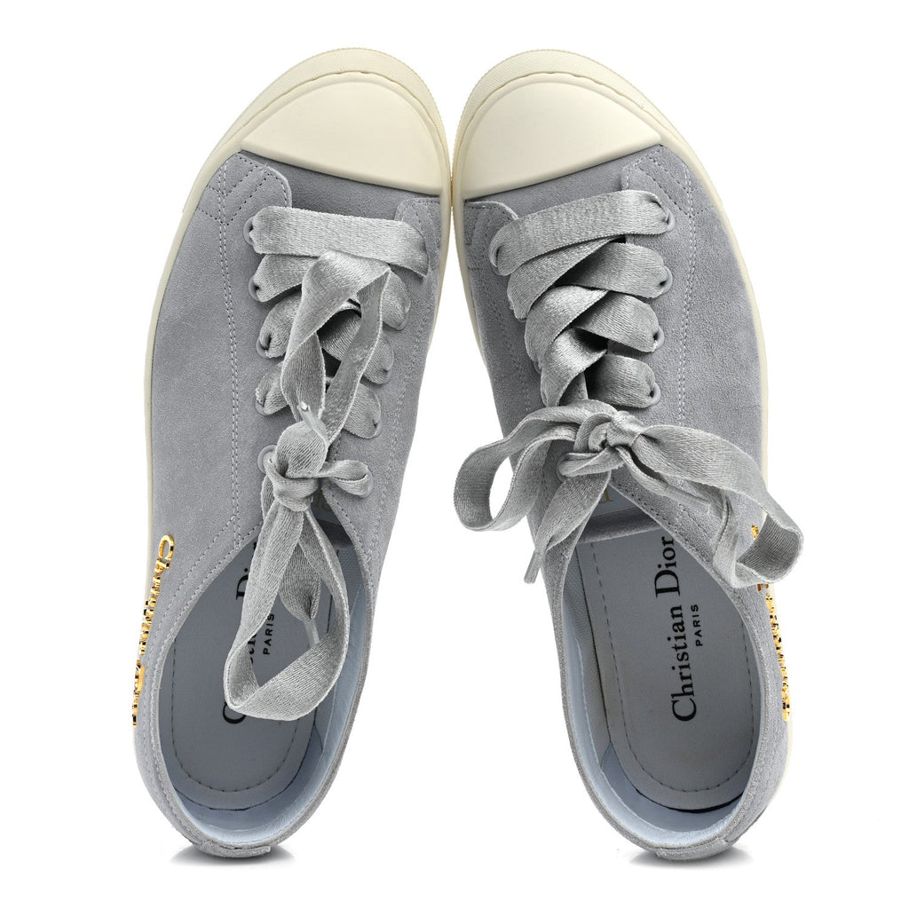 Suede Calfskin Lucky Low Top Sneakers 38 Blue