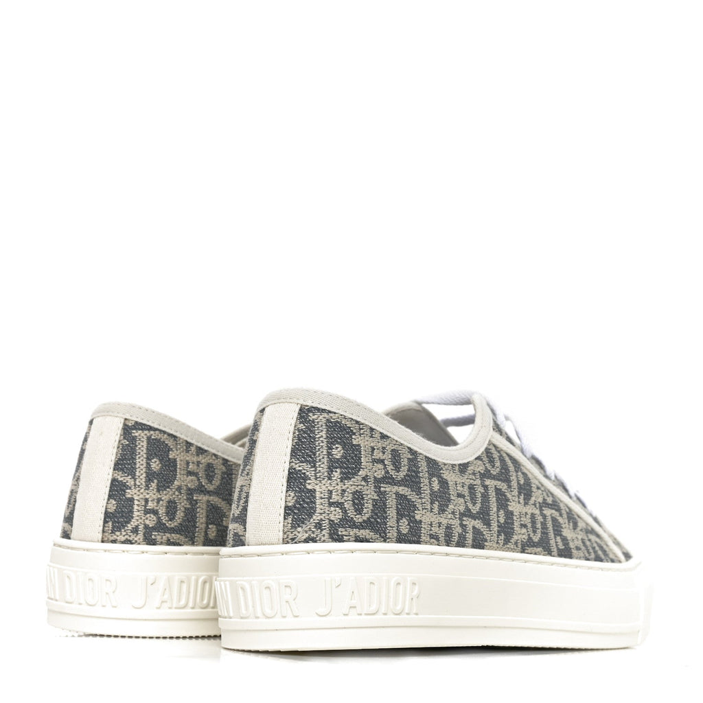 Oblique Chambray Raffia Effect Walk'N'Dior Low Top Sneakers 37 Blue Light Biscuit