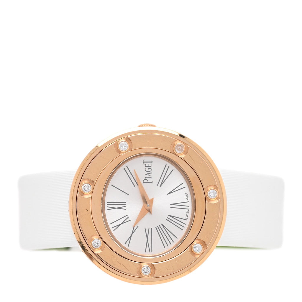 18K Rose Gold Satin Diamond 29mm Possession Quartz Watch White
