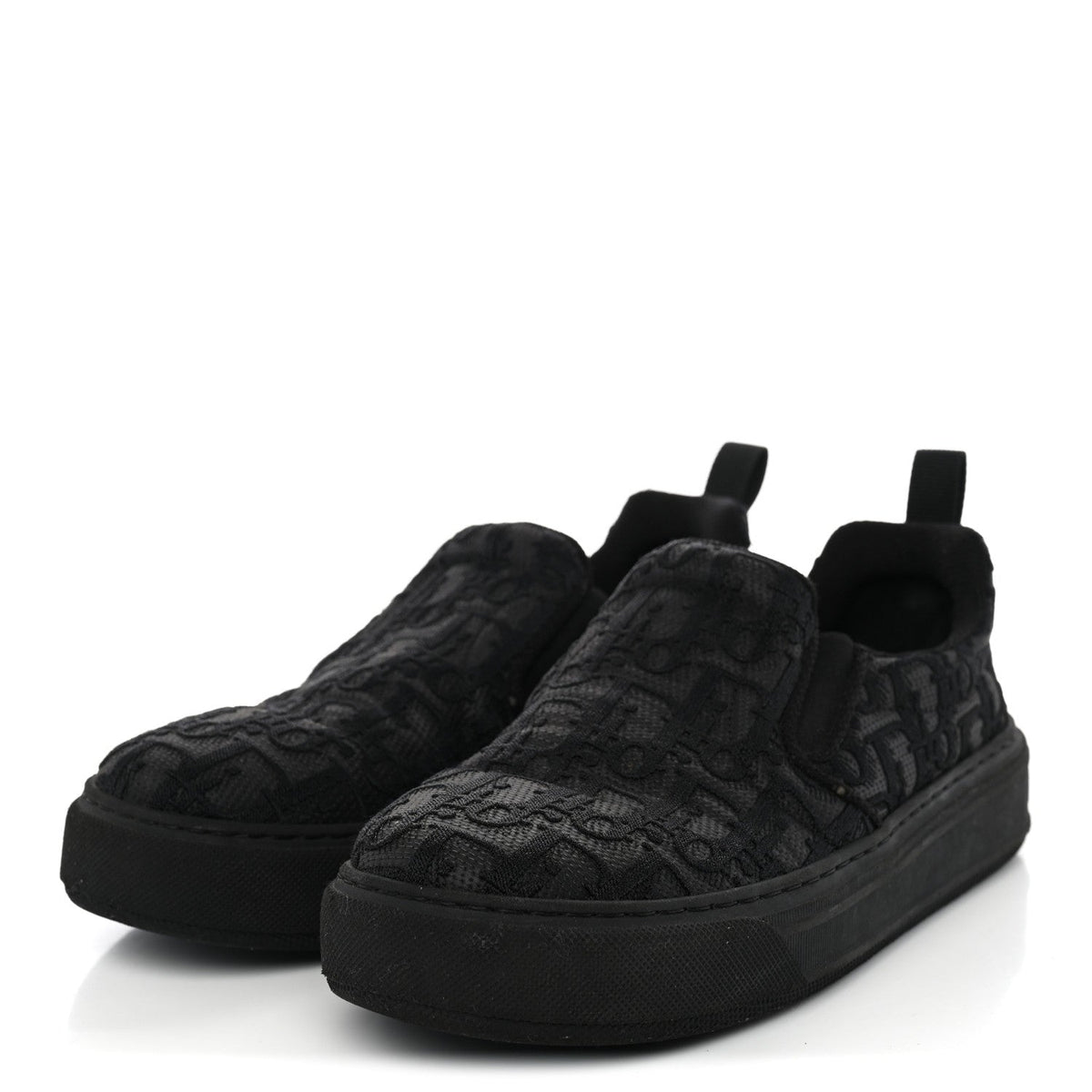 Shiny Technical Fabric Oblique Embroidered Womens Solar Slip On Sneakers 37.5 Black
