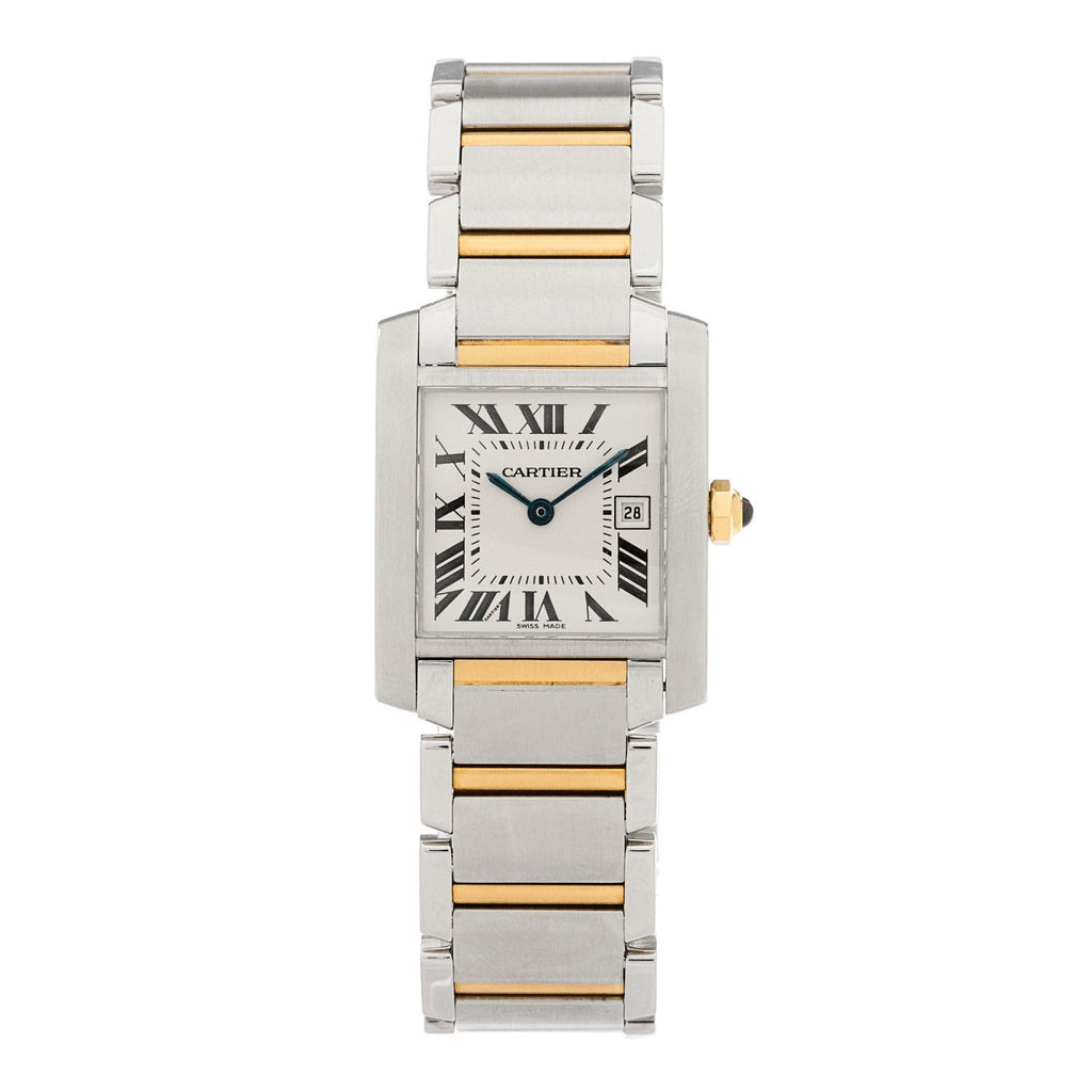 Stainless Steel 18K Yellow Gold 25mm Tank Francaise Quartz Watch