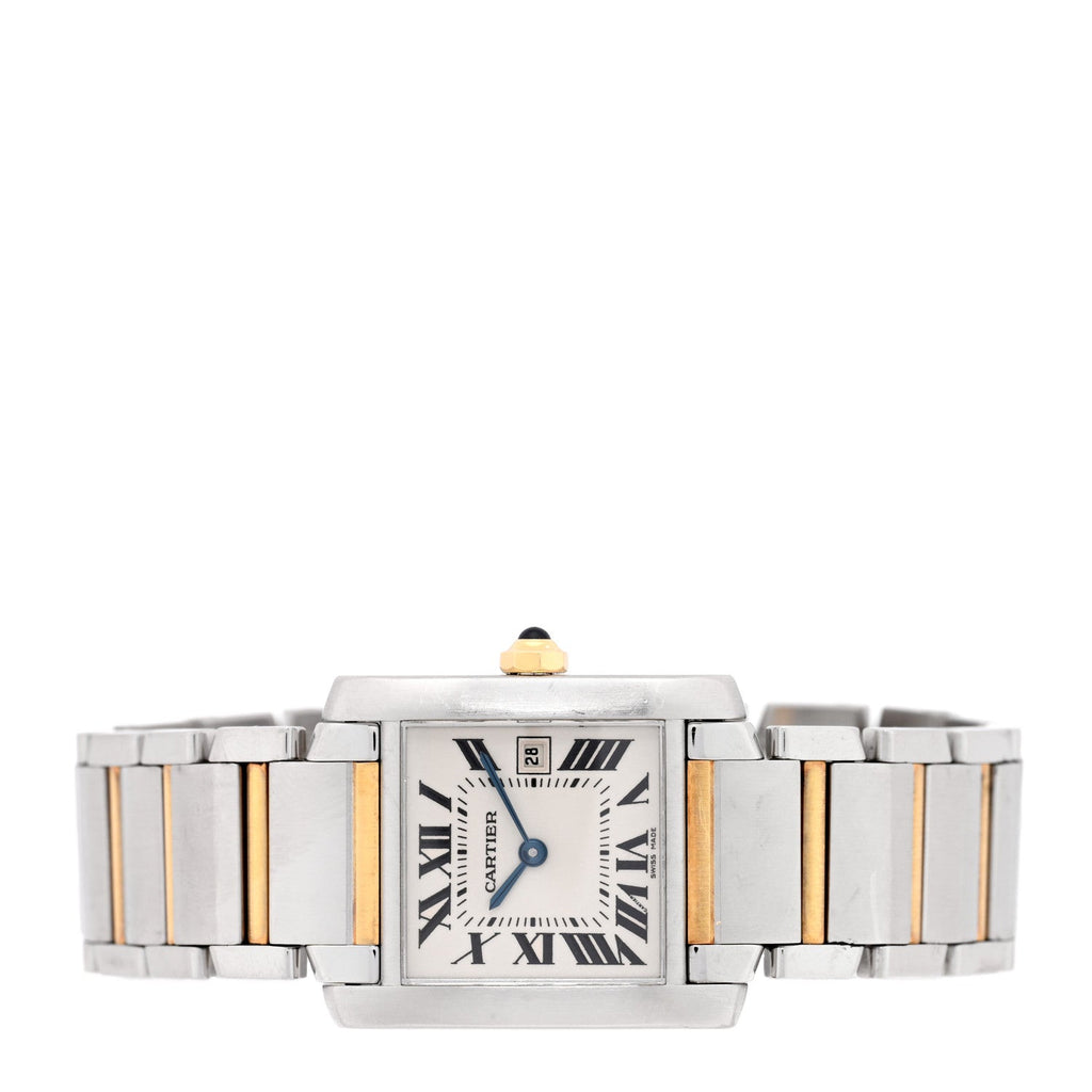 Stainless Steel 18K Yellow Gold 25mm Tank Francaise Quartz Watch