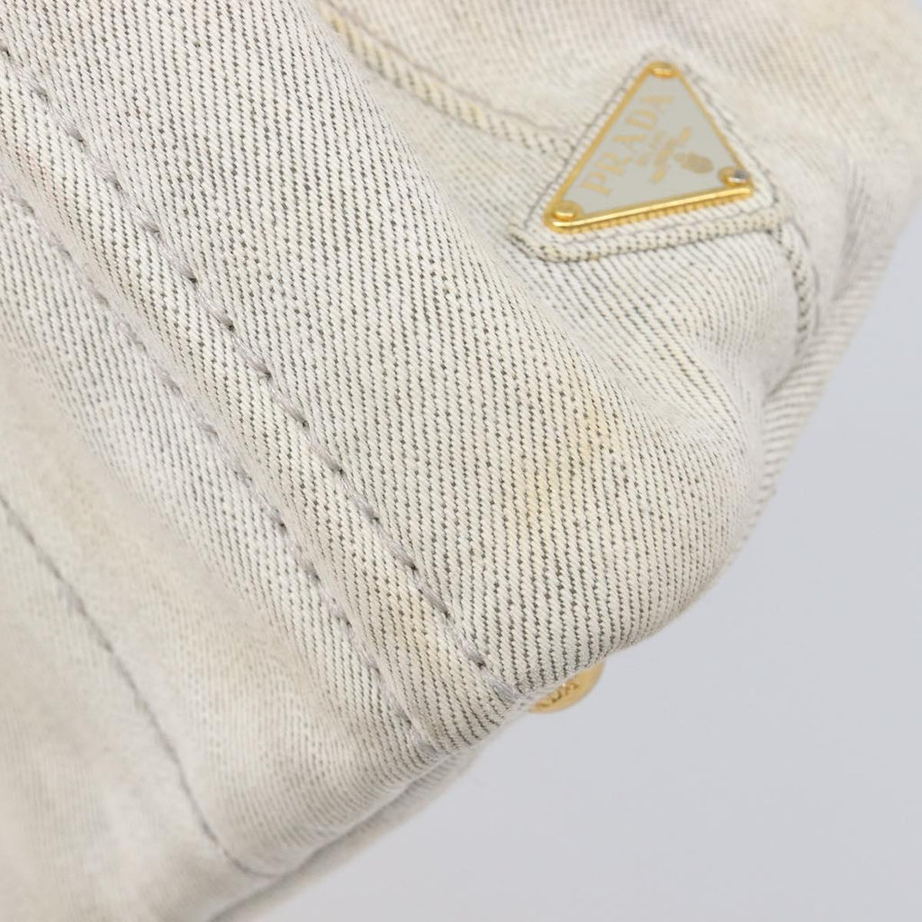 PRADA Canapa PM Hand Bag Canvas Gray Gold Auth ep15913