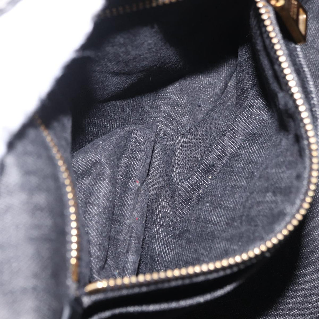 PRADA Canapa MM Hand Bag Canvas 2way Black Gold Auth ep16090