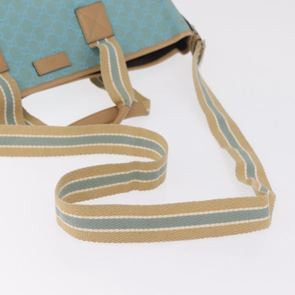GUCCI GG Canvas Tote Bag 2way Outlet Light Blue Silver 257298 Auth ep16449A