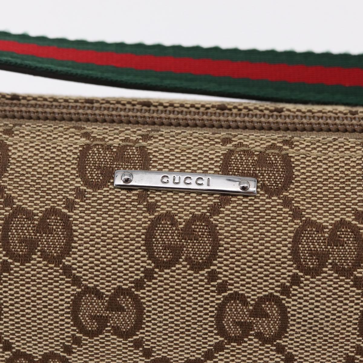 GUCCI GG Canvas Web Sherry Line Hand Bag Beige Silver 141809 Auth ep16518A