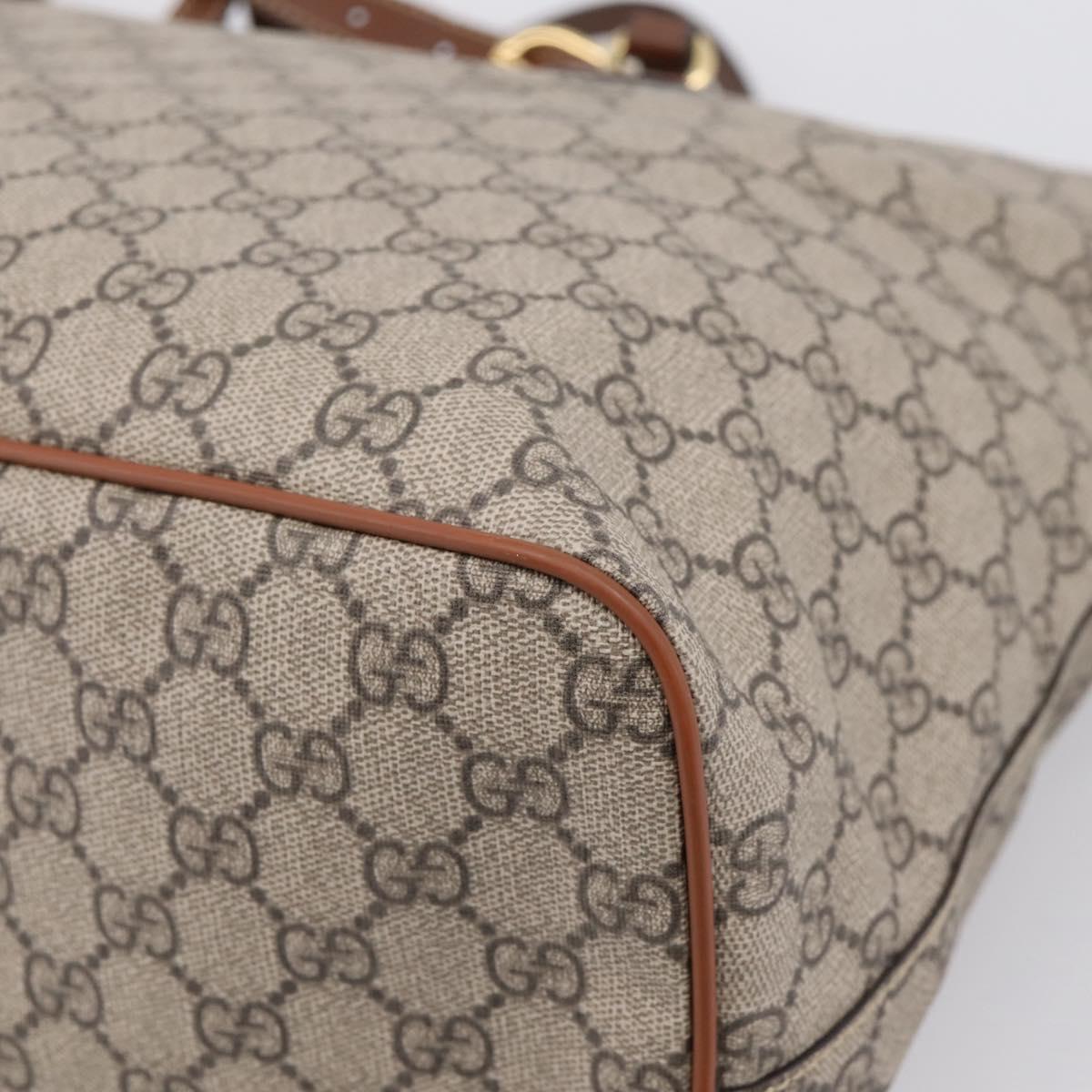 GUCCI GG Supreme Hand Bag PVC 2way Beige Gold Tone 453705 Auth ep16574M