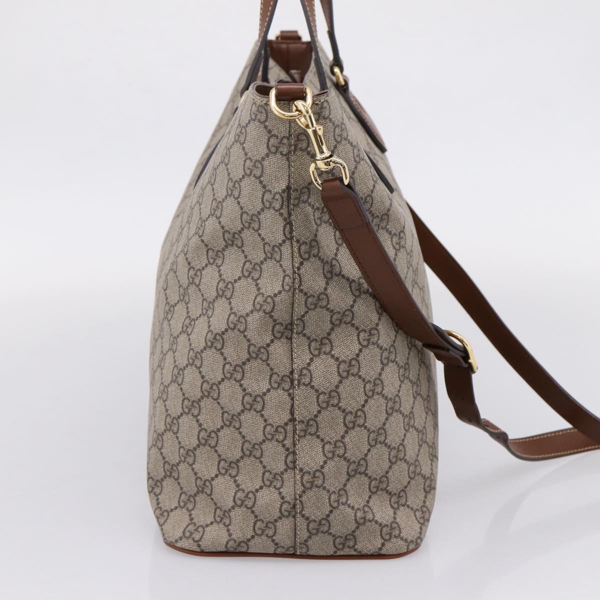 GUCCI GG Supreme Hand Bag PVC 2way Beige Gold Tone 453705 Auth ep16574M