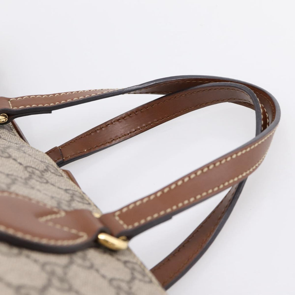 GUCCI GG Supreme Hand Bag PVC 2way Beige Gold Tone 453705 Auth ep16574M