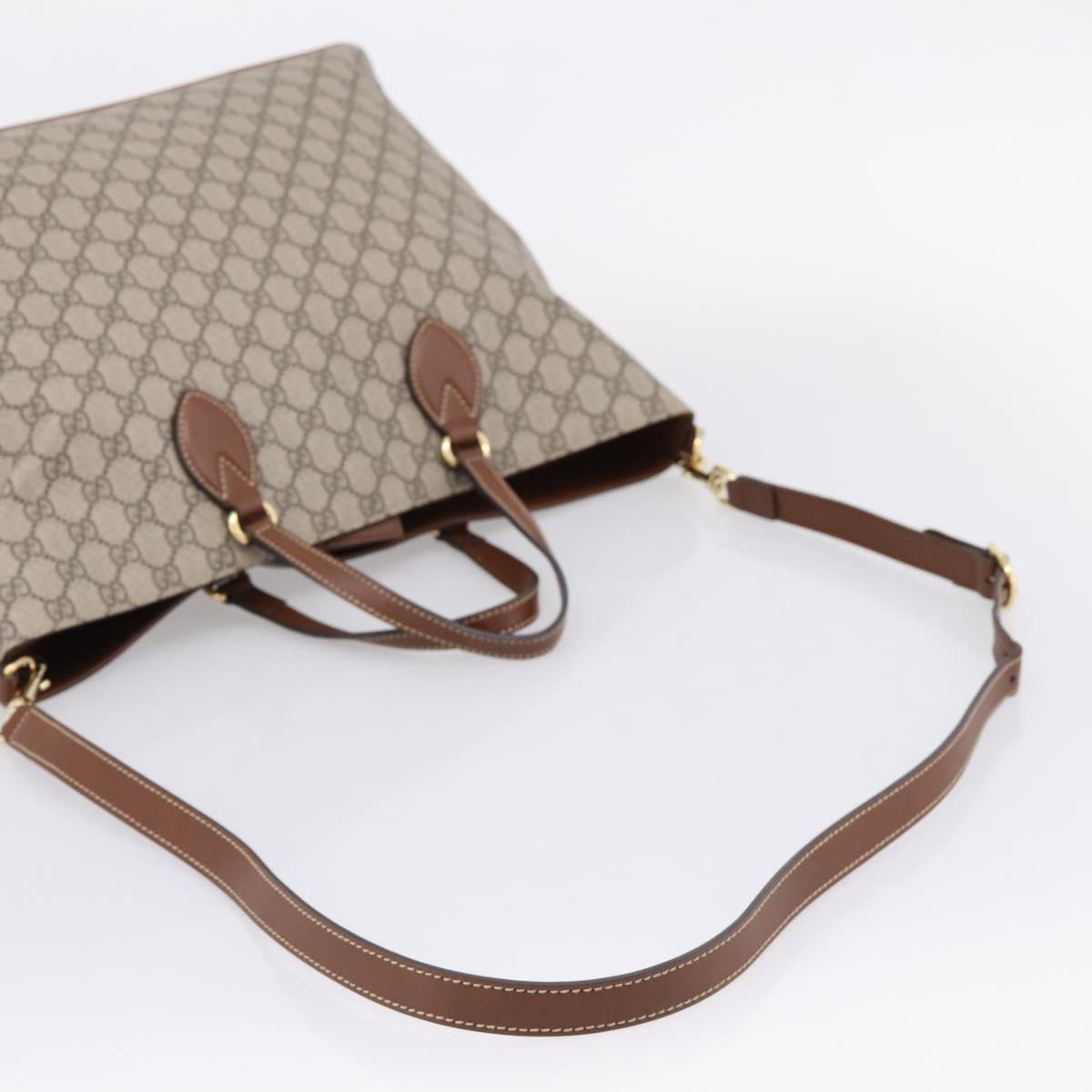 GUCCI GG Supreme Hand Bag PVC 2way Beige Gold Tone 453705 Auth ep16574M