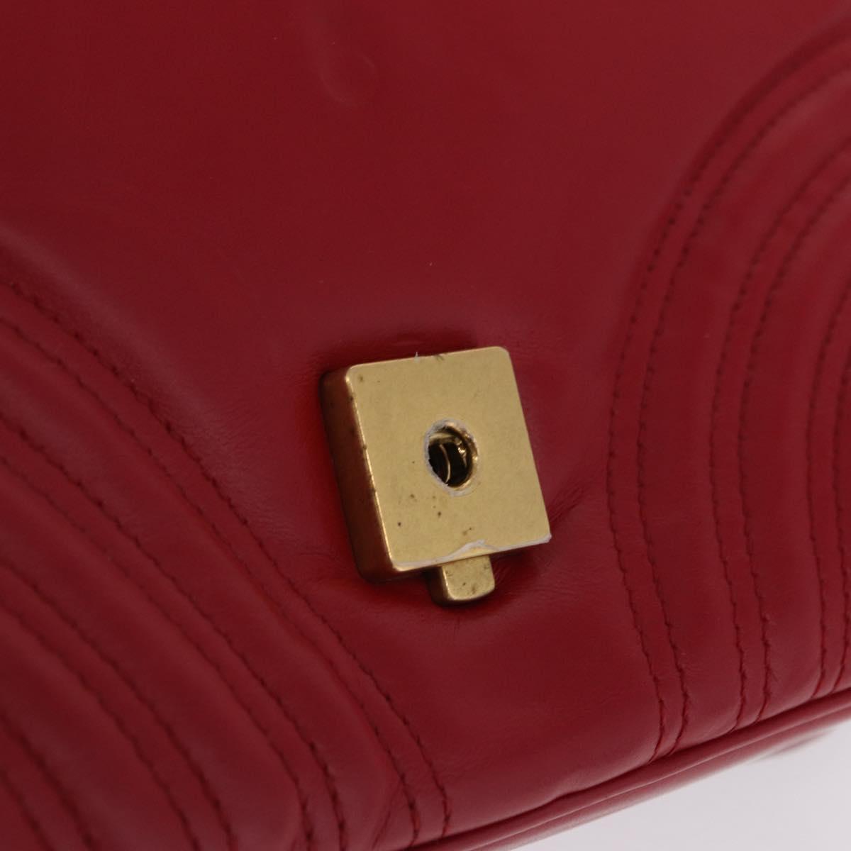 GUCCI GG Marmont Hand Bag Leather 2way Red Gold Tone 498110 Auth ep16711V