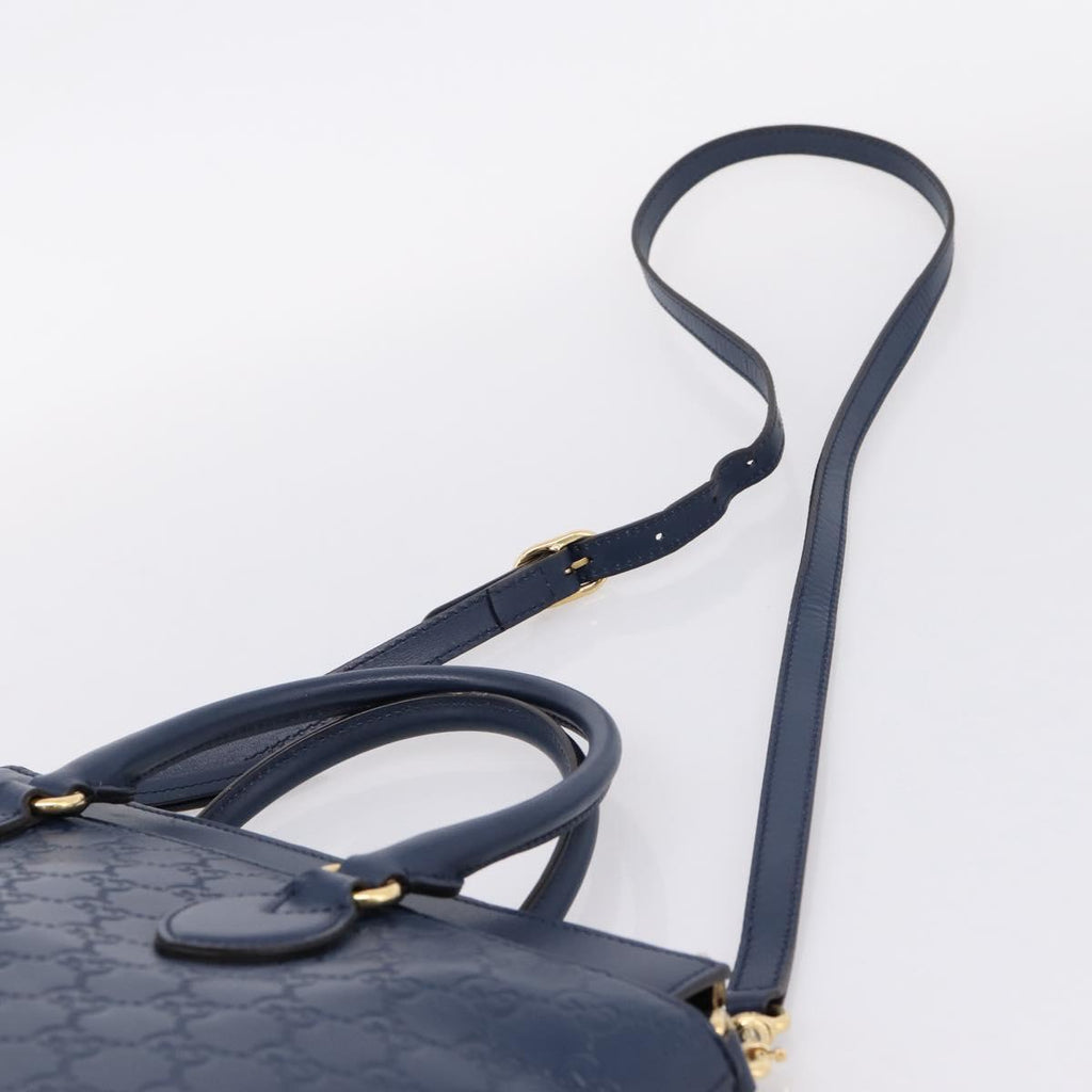 GUCCI GuccissimaGG Hand Bag Leather 2way Navy Gold Tone 409534 Auth ep16714V