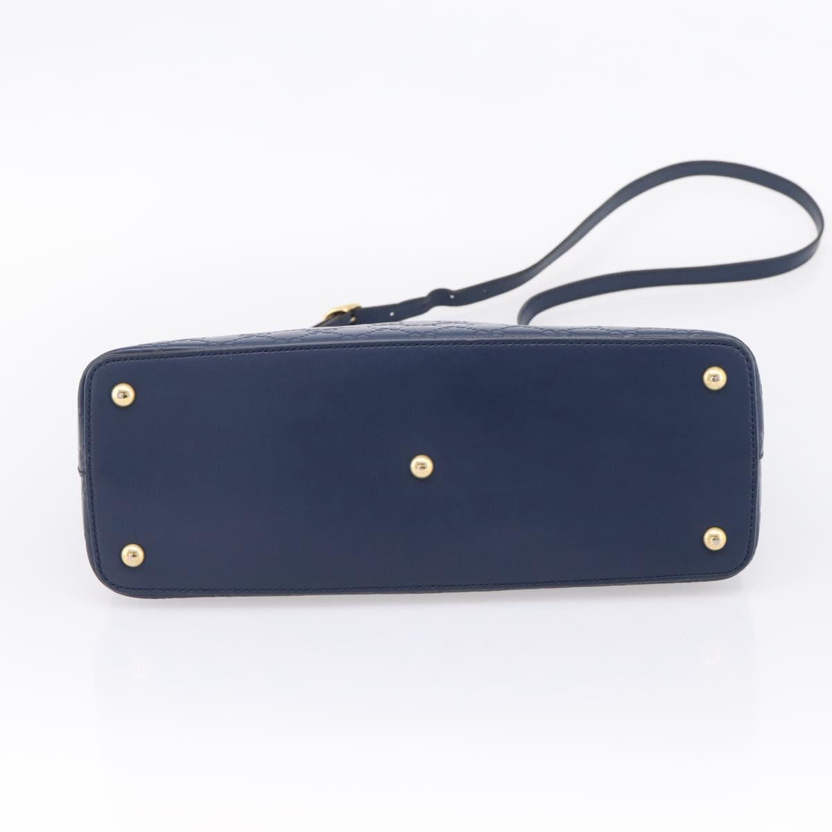 GUCCI GuccissimaGG Hand Bag Leather 2way Navy Gold Tone 409534 Auth ep16714V